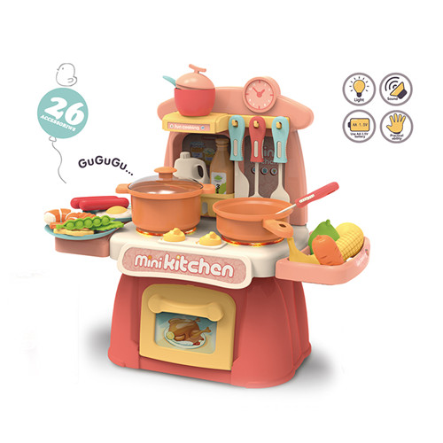 Pretend play portable musical kitchen toy set