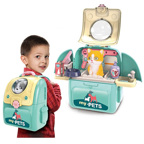Pretend Play Kids Toys Bag Pet Care Play Set